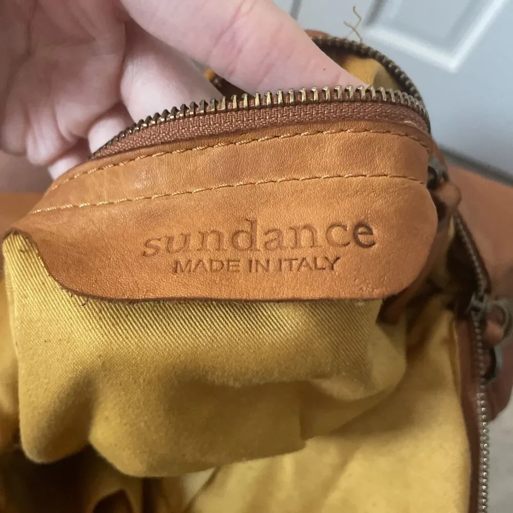 Sundance Made In Italy Woven Leather Round Bag Crossbody Purse In Brown RARE